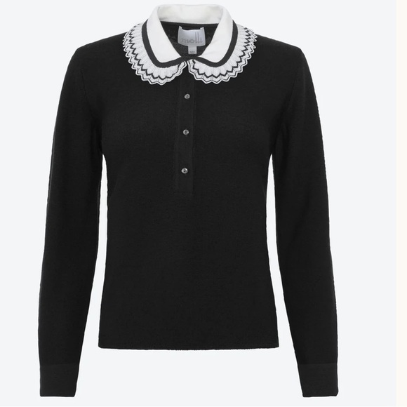 Molli ruffled collar knit shirt sweater top size medium Z401